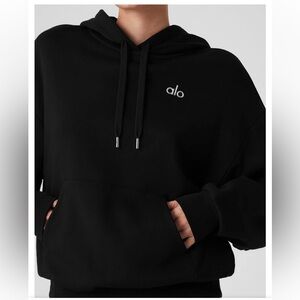 Alo Accolade Hoodie Black Hooded Pullover Sweatshirt Size M Preowned